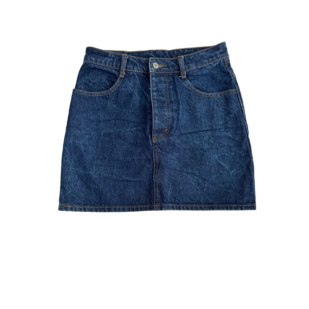 John Galt Brandy Melville Dark Wash Denim Mini Skirt Button Fly Size Medium
